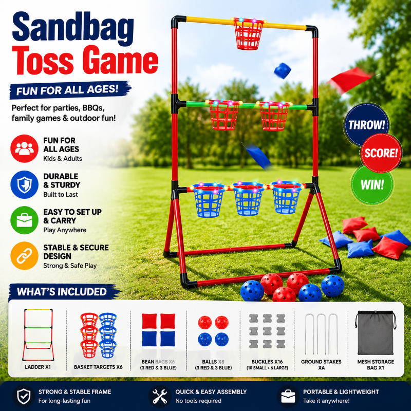 Sandbag Toss Game – Interactivo y al aire libre – Set de juego con bolsas de semillas