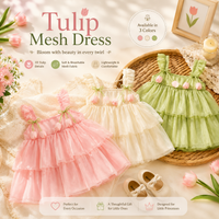 Thumbnail for Tulip Mesh Dress – Elegancia y comodidad – Vestido infantil