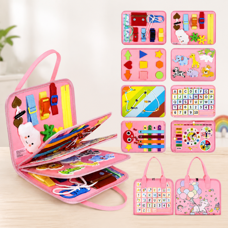 7-in-1 Busy Board – Motricidad y aprendizaje – Tablero de actividades