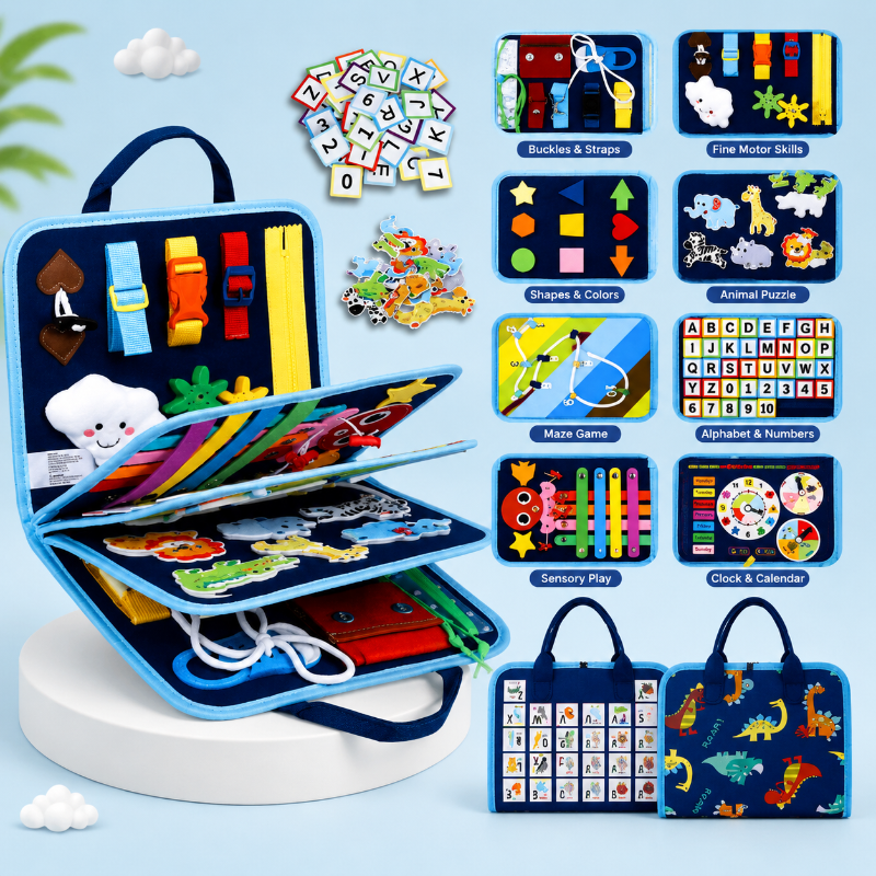 7-in-1 Busy Board – Motricidad y aprendizaje – Tablero de actividades
