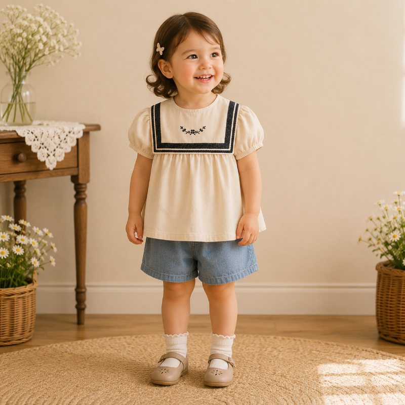 Girls Summer Fashion Top – Ligero y cómodo – Top vintage para niñas