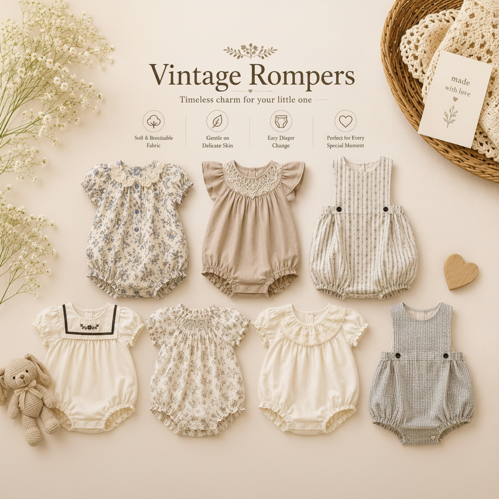 Vintage Rompers – Atemporal y suave – Mono para bebé
