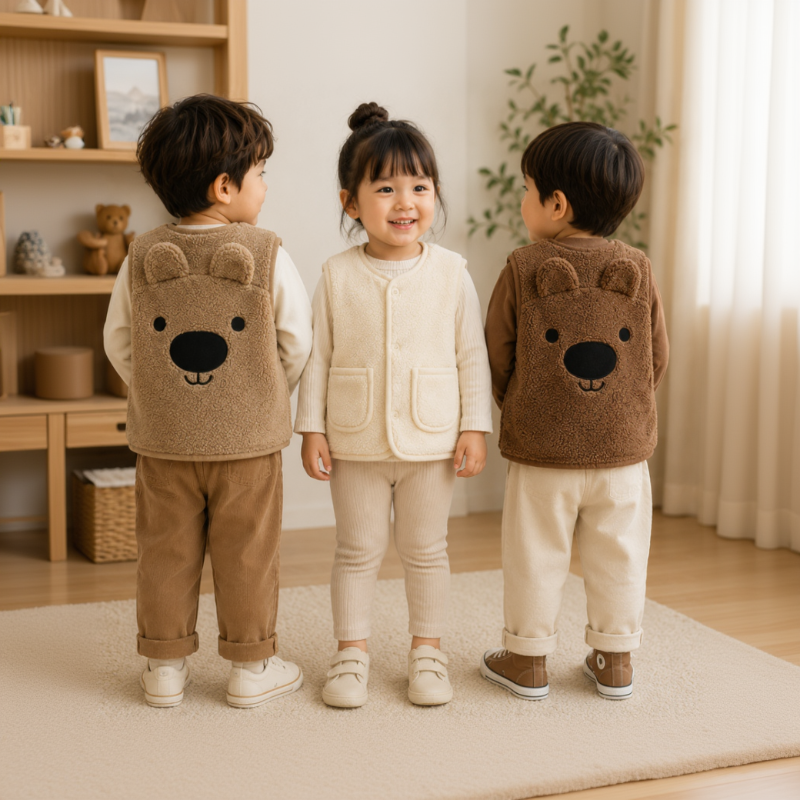 Baby Bear Fleece Vest – Cálido y suave – Chaleco infantil con ositos