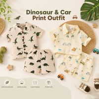 Thumbnail for Dinosaur & Car Print Outfit – Atrevido y divertido – Conjunto de ropa de verano