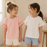Thumbnail for Girls Trumpet Sleeve Top – Elegancia y comodidad – Manga de encaje