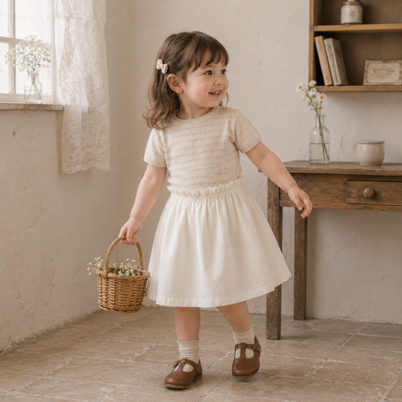 Bella Knit Top & Skirt – Ligero y fresco: conjunto de verano de punto para niños