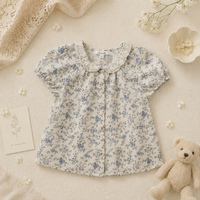 Thumbnail for Vine Print Blouse – Ligera y adorable: blusa infantil con mangas abullonadas