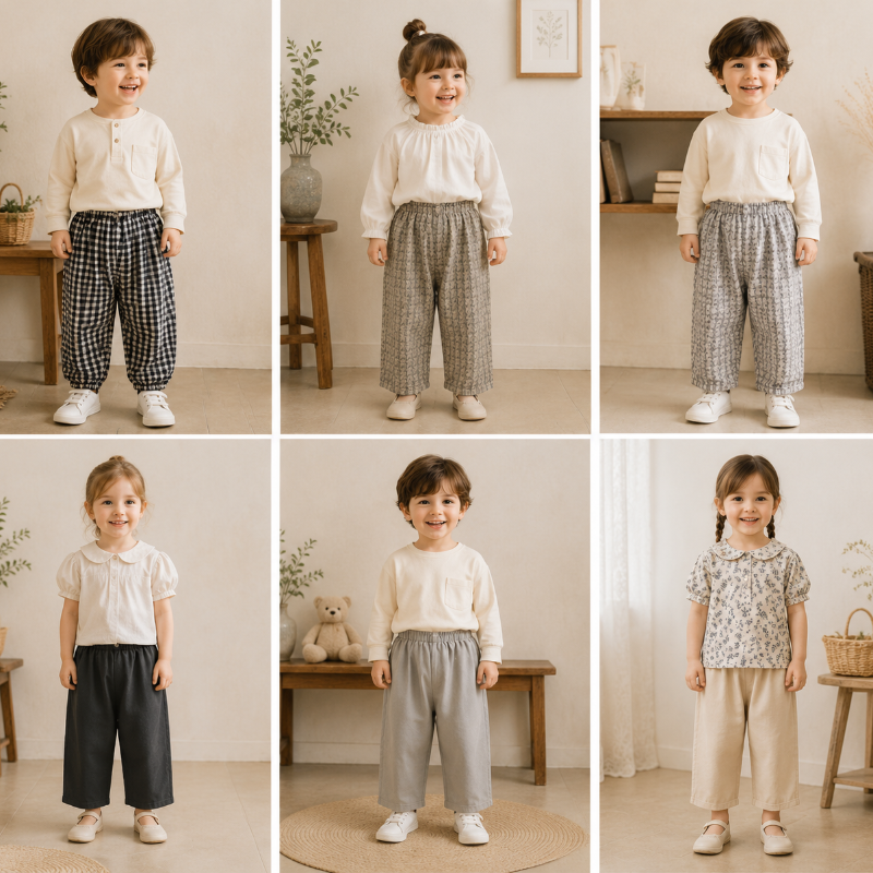Plaid Cotton Pants – Ligeros y transpirables: pantalones informales de estilo globo/harem