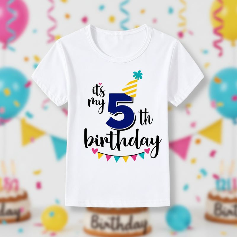 Birthday Graphic Tee – Bonita y ligera – Camiseta infantil de cumpleaños