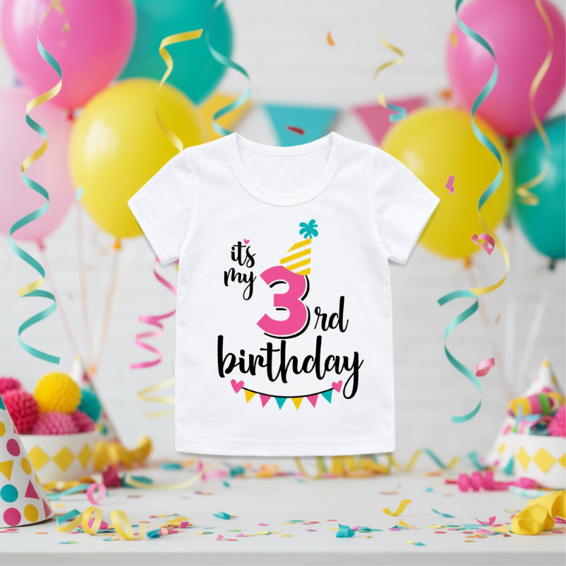 Birthday Graphic Tee – Bonita y ligera – Camiseta infantil de cumpleaños