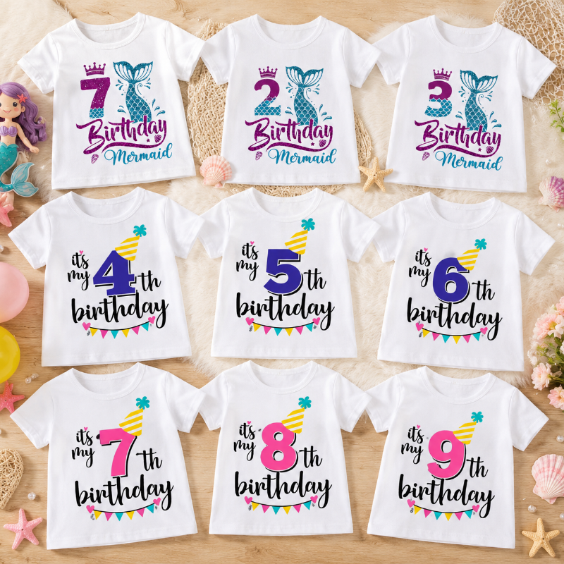 Birthday Graphic Tee – Bonita y ligera – Camiseta infantil de cumpleaños