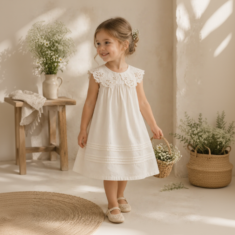 Sleeveless Dress – Elegante y cómodo: vestido con cuello de encaje