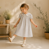 Check Dress – Suave y transpirable – Cuello clásico con mangas abullonadas