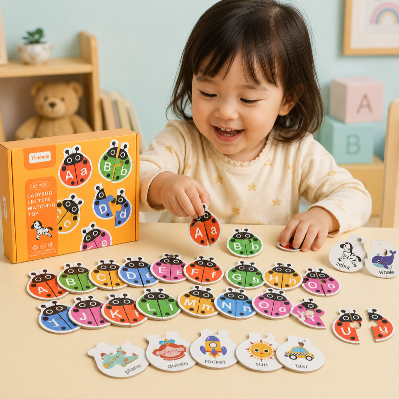 Wooden Letter Matching Game – Aprendizaje y juego – Rompecabezas del alfabeto