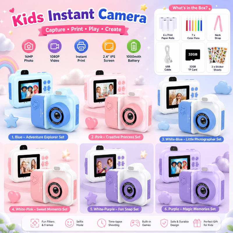Instant Print Camera – Creativo e interactivo – Cámara instantánea para niños