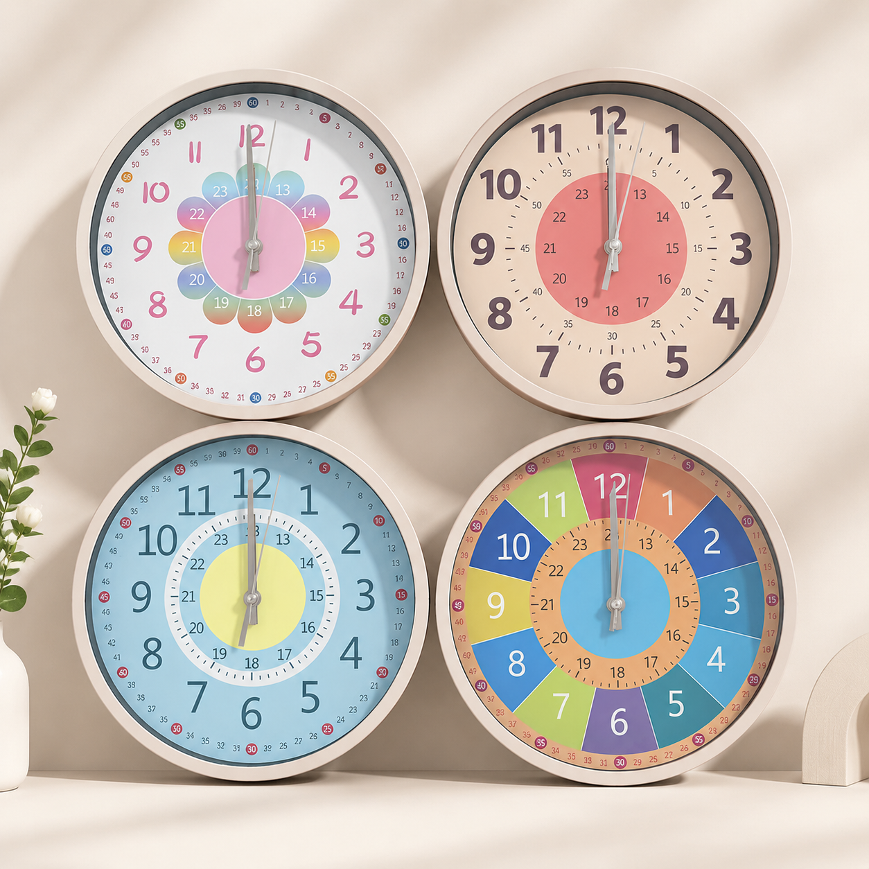ChildrenTime – Independiente y tranquilo: reloj de pared educativo para niños