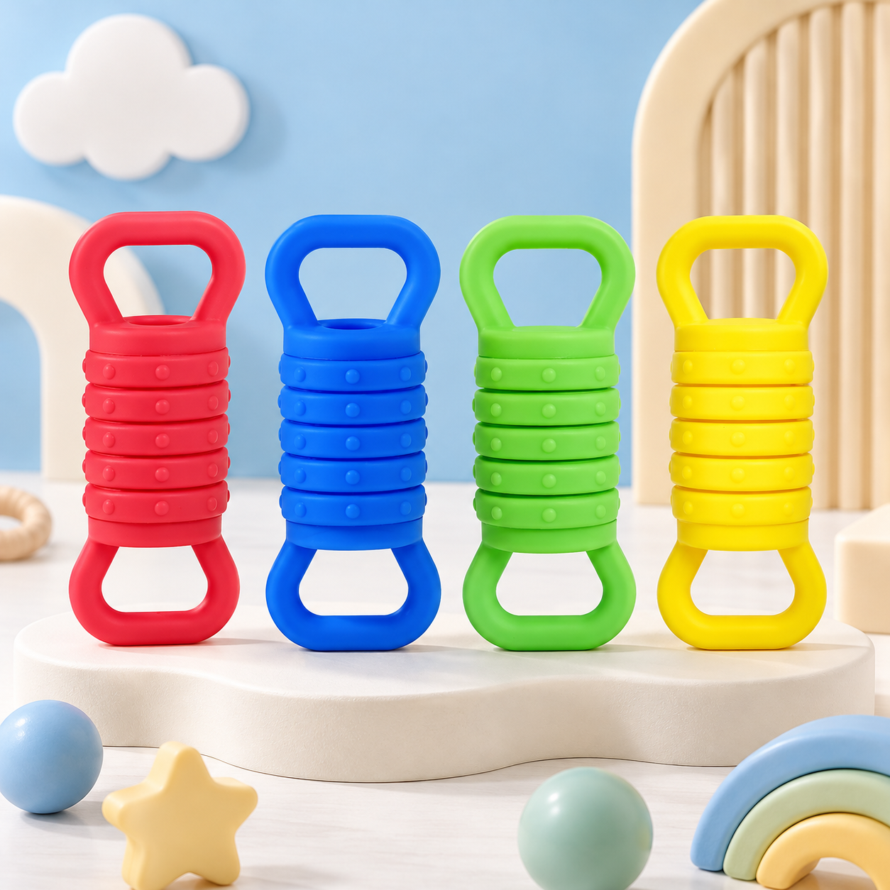 Plungy – Elásticos y sensoriales: juguetes antiestrés de silicona (juego de 4)