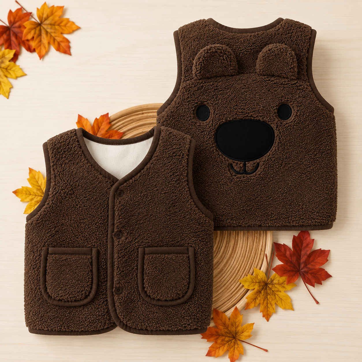 Baby Bear Fleece Vest – Cálido y suave – Chaleco infantil con ositos