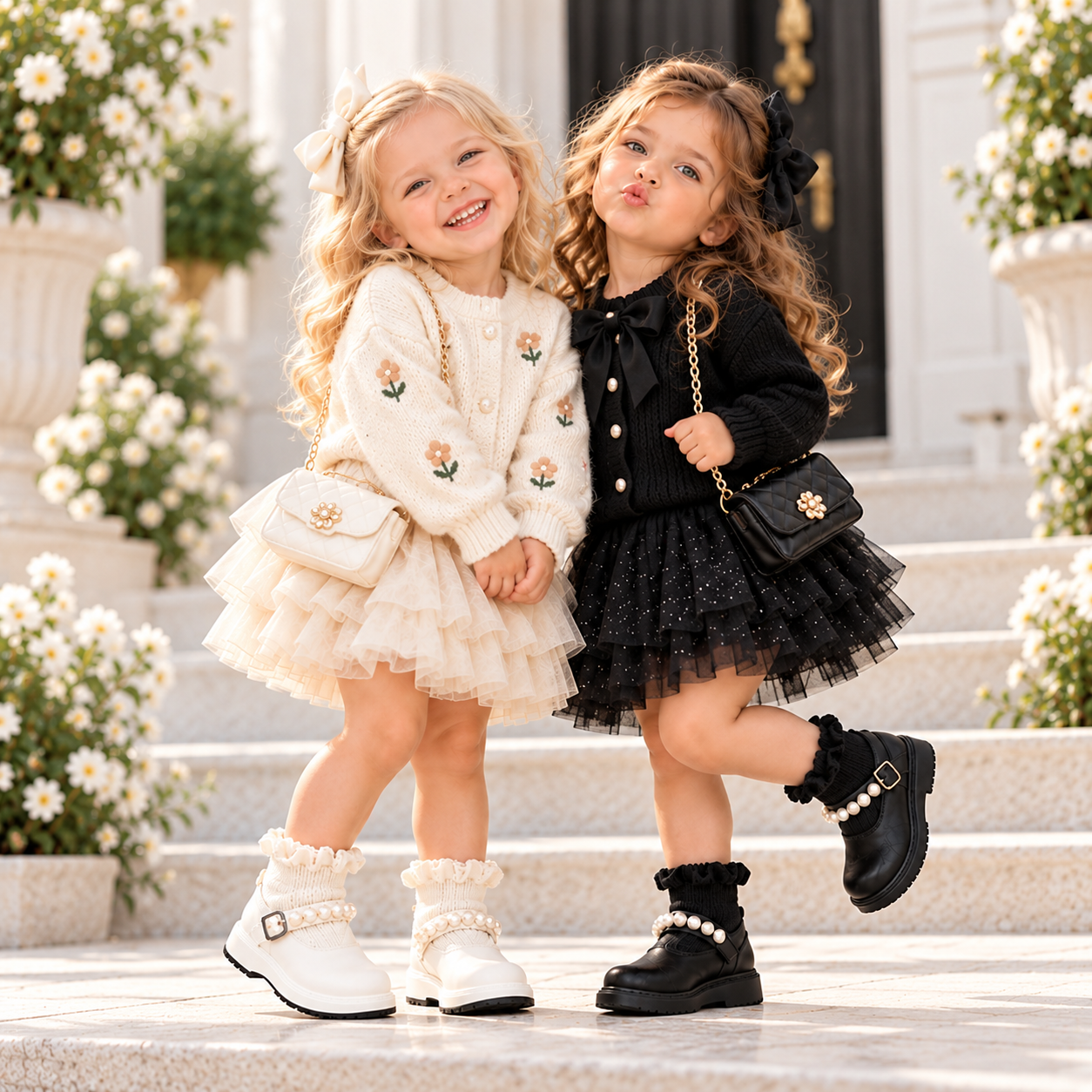 PearlCharm – Elegante y adorable – Botines infantiles con detalles de perlas