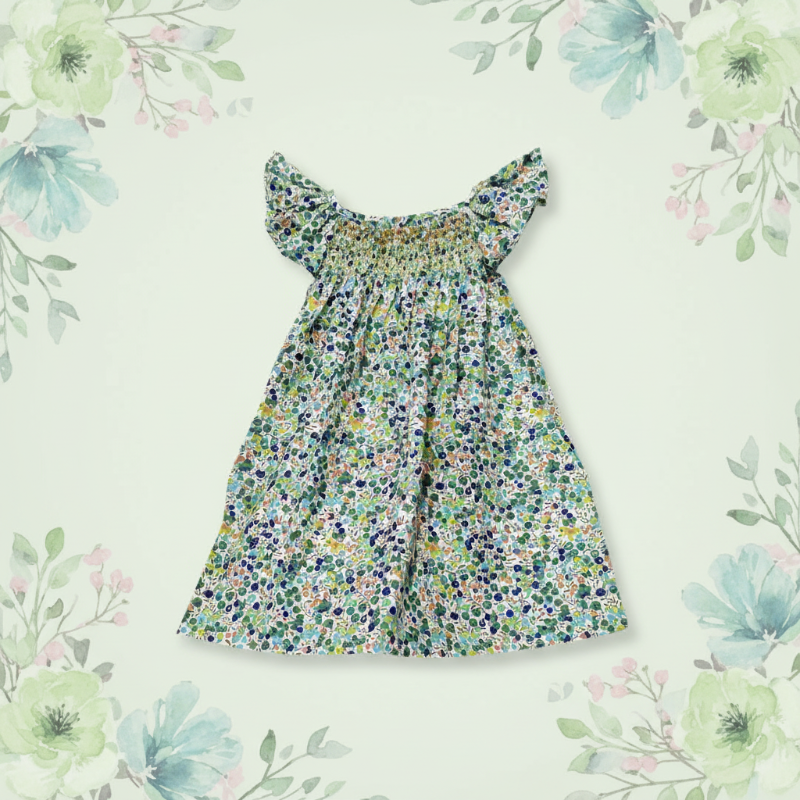 Floral Dress – Ligero y vaporoso – Vestido de manga ondulada para niña