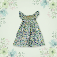 Thumbnail for Floral Dress – Ligero y vaporoso – Vestido de manga ondulada para niña