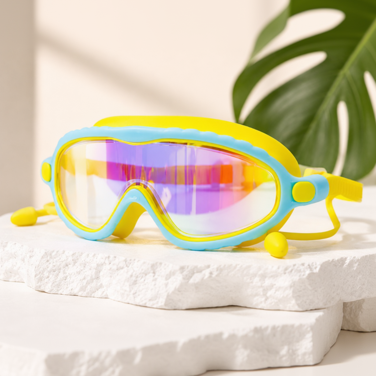 AquaVision – Protección ajustable contra la condensación y los rayos UV – Gafas de natación de silicona con tapones para los oídos