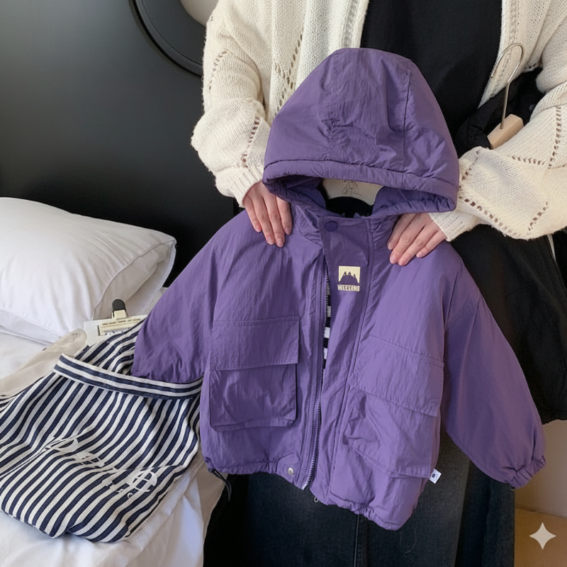 LiloWear – A prueba de viento y repelente al agua: chaqueta cortavientos con capucha para niños