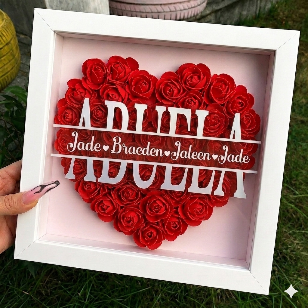 Personalized Rose Shadow Box – Regalo único para el Día de la Madre: caja con rosas personalizadas