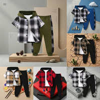 Thumbnail for Boys Checkered Outfit – Moderno y cómodo: conjunto de ropa infantil a cuadros