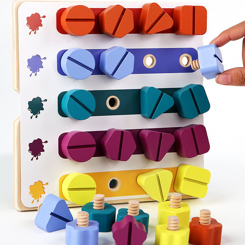 Wooden Screw Board™ | Mejora la motricidad fina jugando - Figuras atornillables