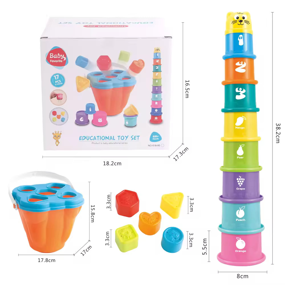SmartSort – Motricidad y educación – Juego de clasificación con vasos apilables y formas