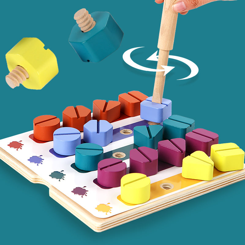 Wooden Screw Board™ | Mejora la motricidad fina jugando - Figuras atornillables