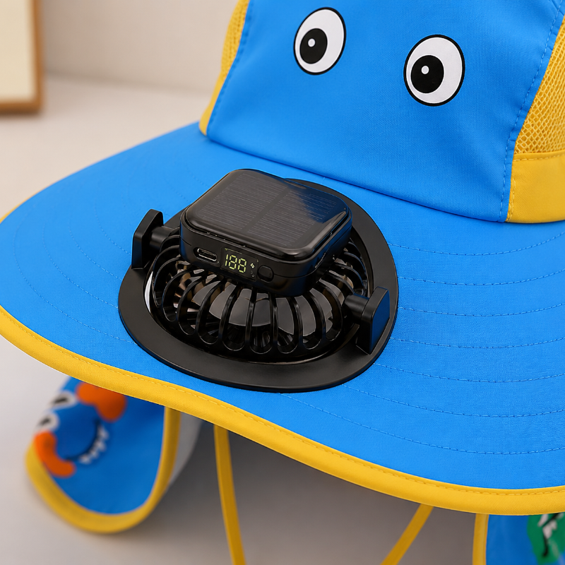 HappyShade – Protección solar y refrigeración – Sombrero de verano para niños con ventilador