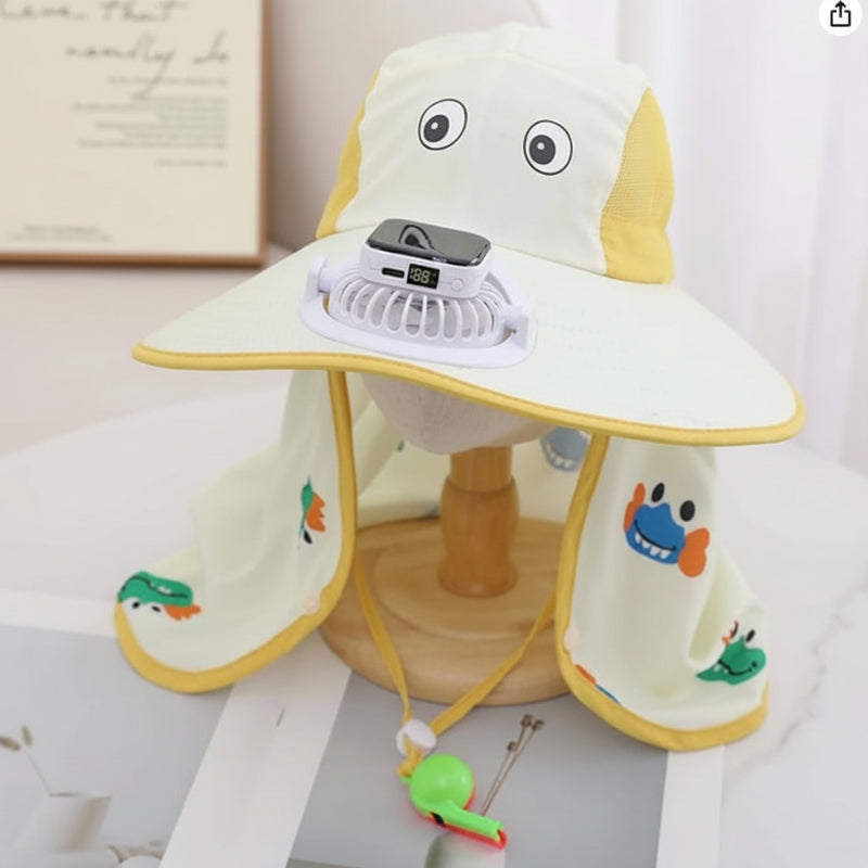 HappyShade – Protección solar y refrigeración – Sombrero de verano para niños con ventilador