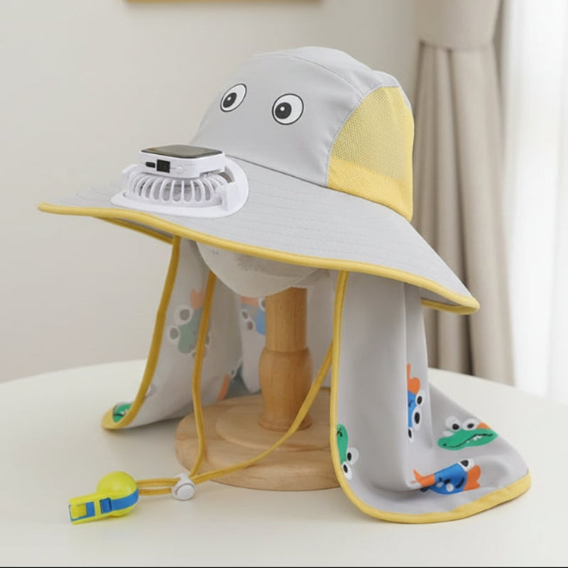 HappyShade – Protección solar y refrigeración – Sombrero de verano para niños con ventilador