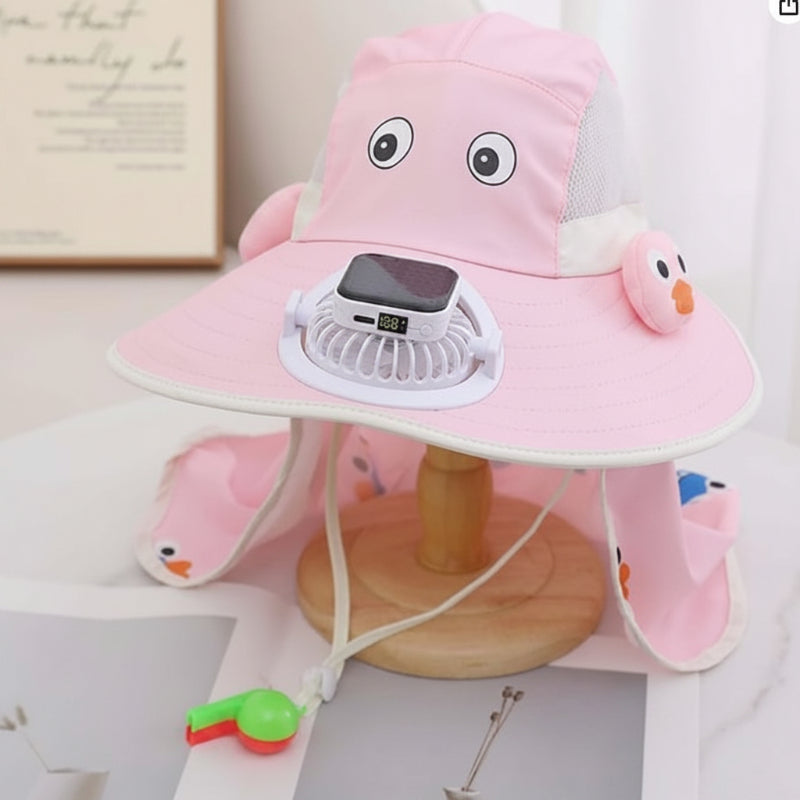 HappyShade – Protección solar y refrigeración – Sombrero de verano para niños con ventilador