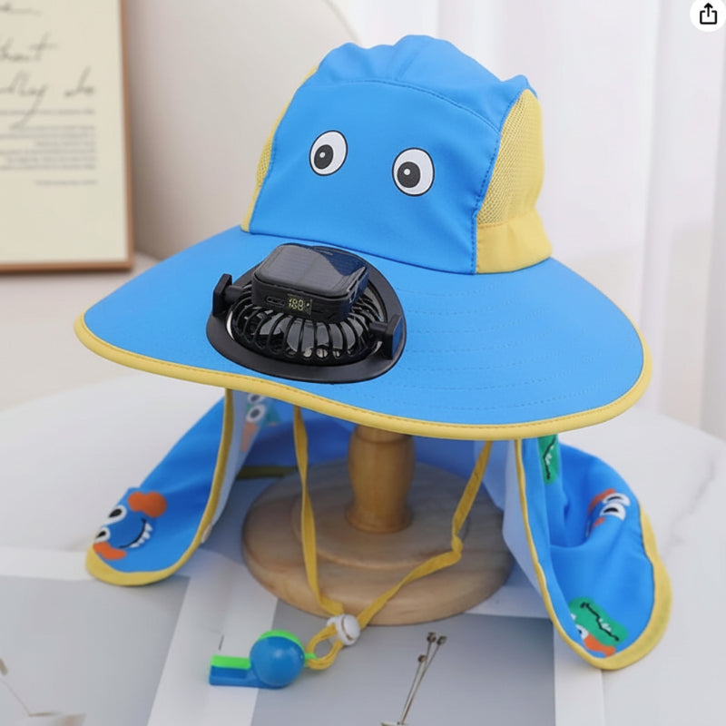 HappyShade – Protección solar y refrigeración – Sombrero de verano para niños con ventilador
