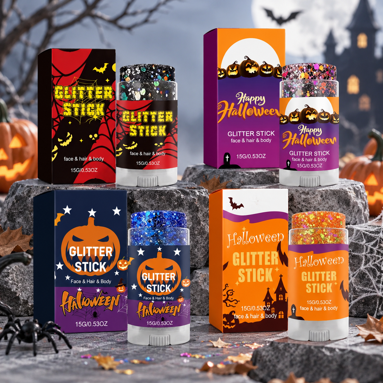 GlitterPop – Brillante y festivo: barra de purpurina de Halloween para el rostro, el pelo y el cuerpo