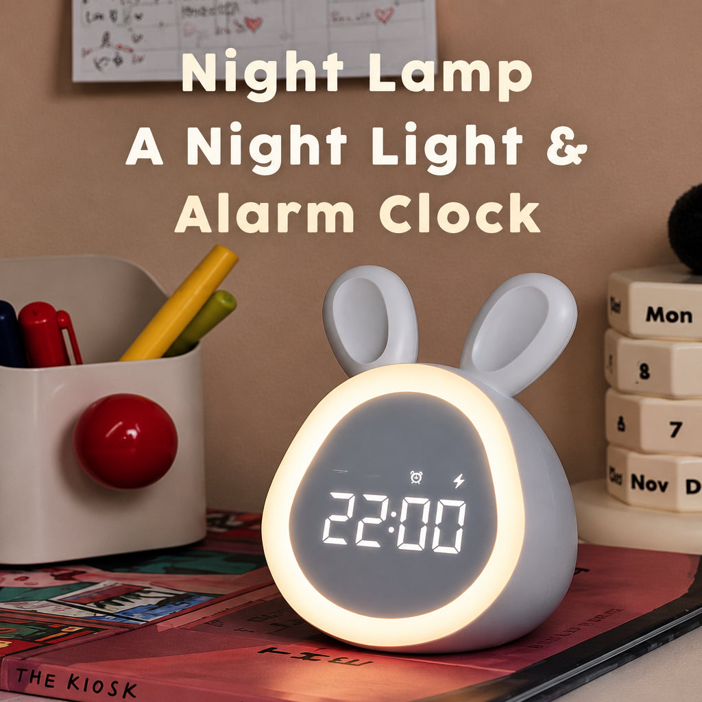 BunnyGlow – Bonito y práctico: despertador digital para niños con luz nocturna