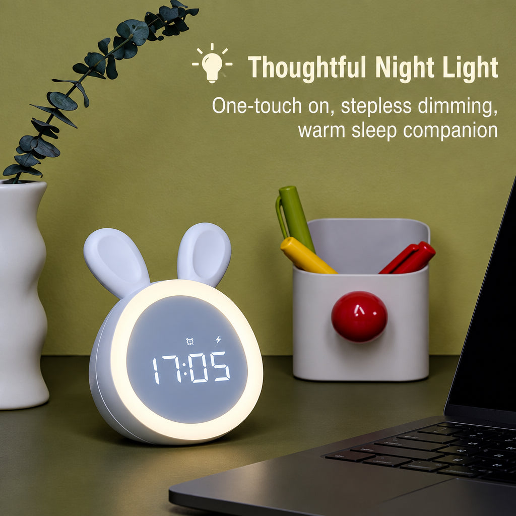 BunnyGlow – Bonito y práctico: despertador digital para niños con luz nocturna