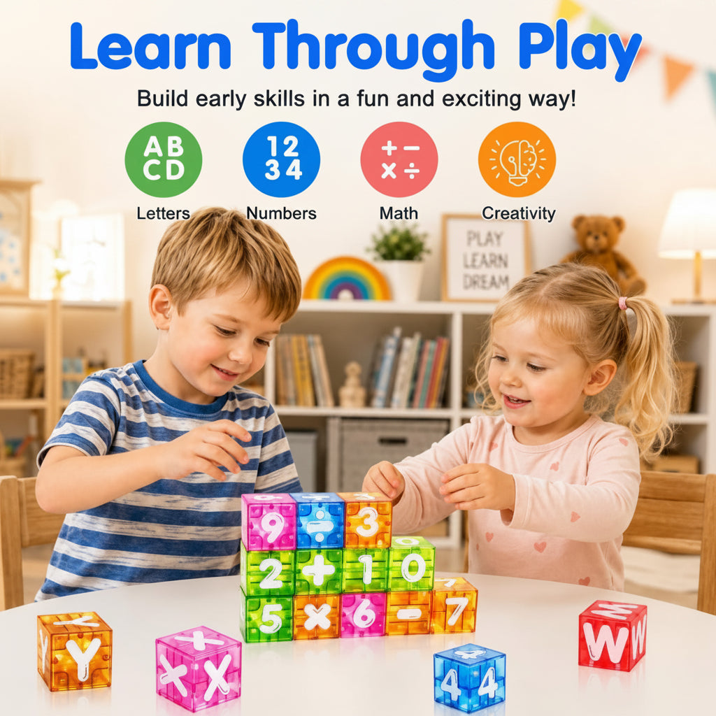 LearnCube – Educativo e interactivo: cubos magnéticos con letras y números