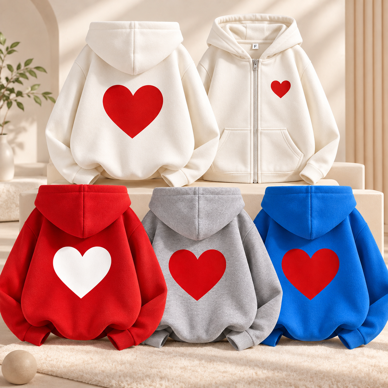 LittleLove – Suave y tierno – Sudadera con capucha para niños con estampado de corazones