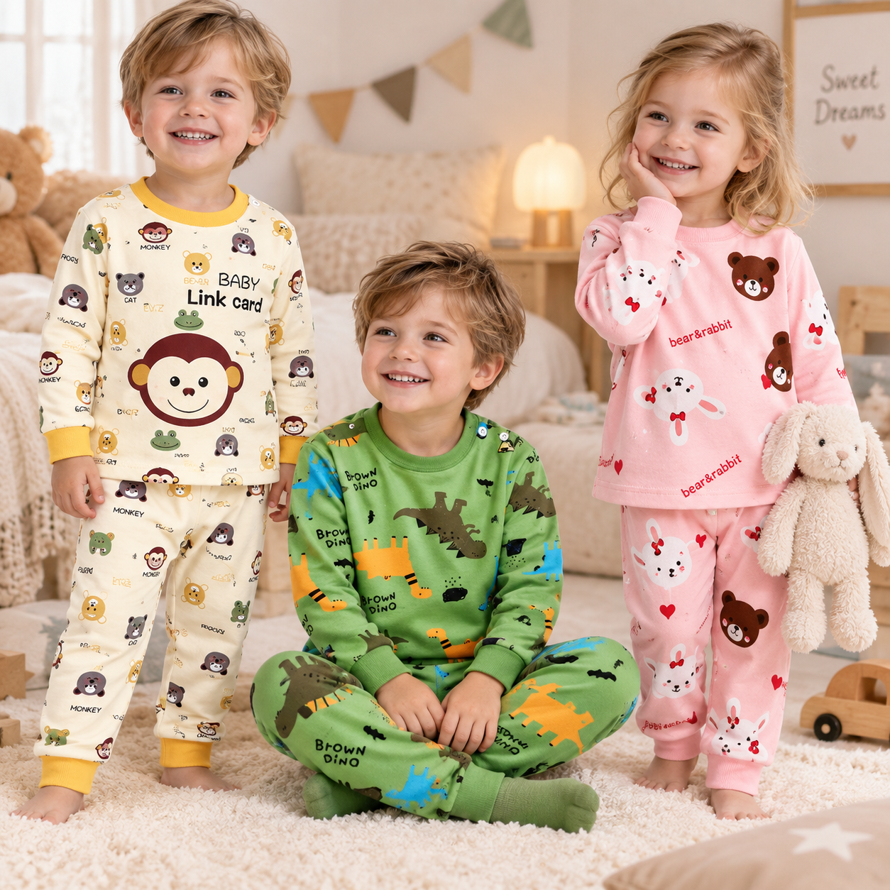 SleepBuddy – Suave y cómodo – Conjunto de pijama infantil de manga larga