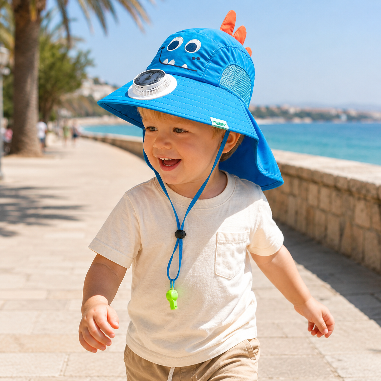 HappyShade – Protección solar y refrigeración – Sombrero de verano para niños con ventilador