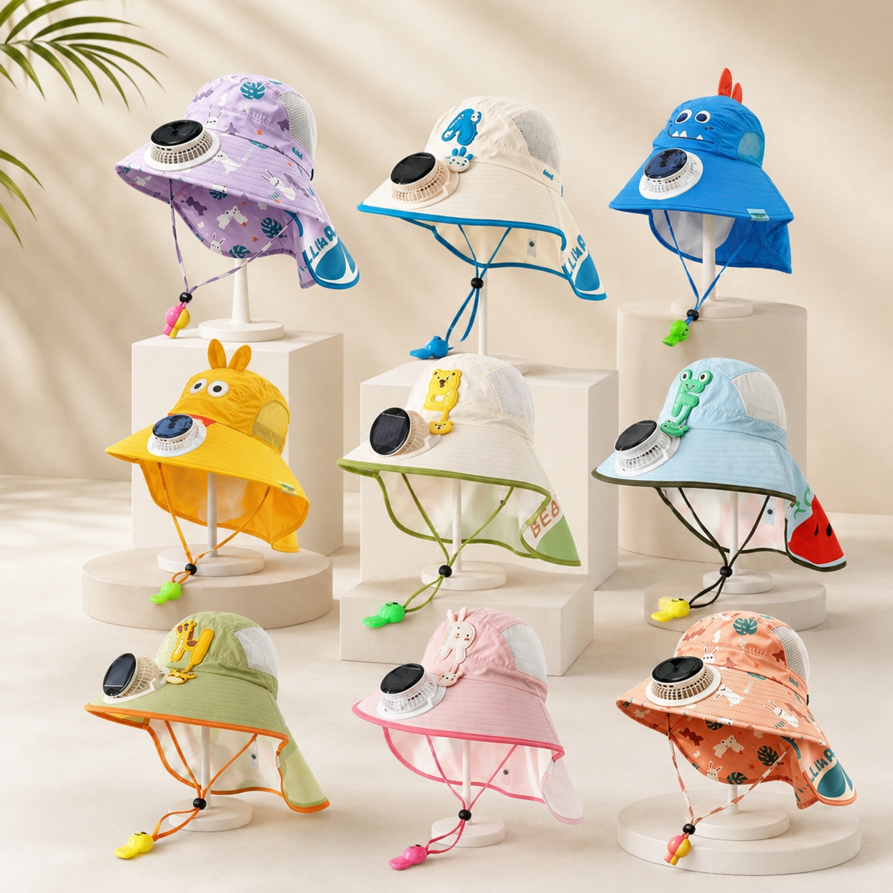 HappyShade – Protección solar y refrigeración – Sombrero de verano para niños con ventilador