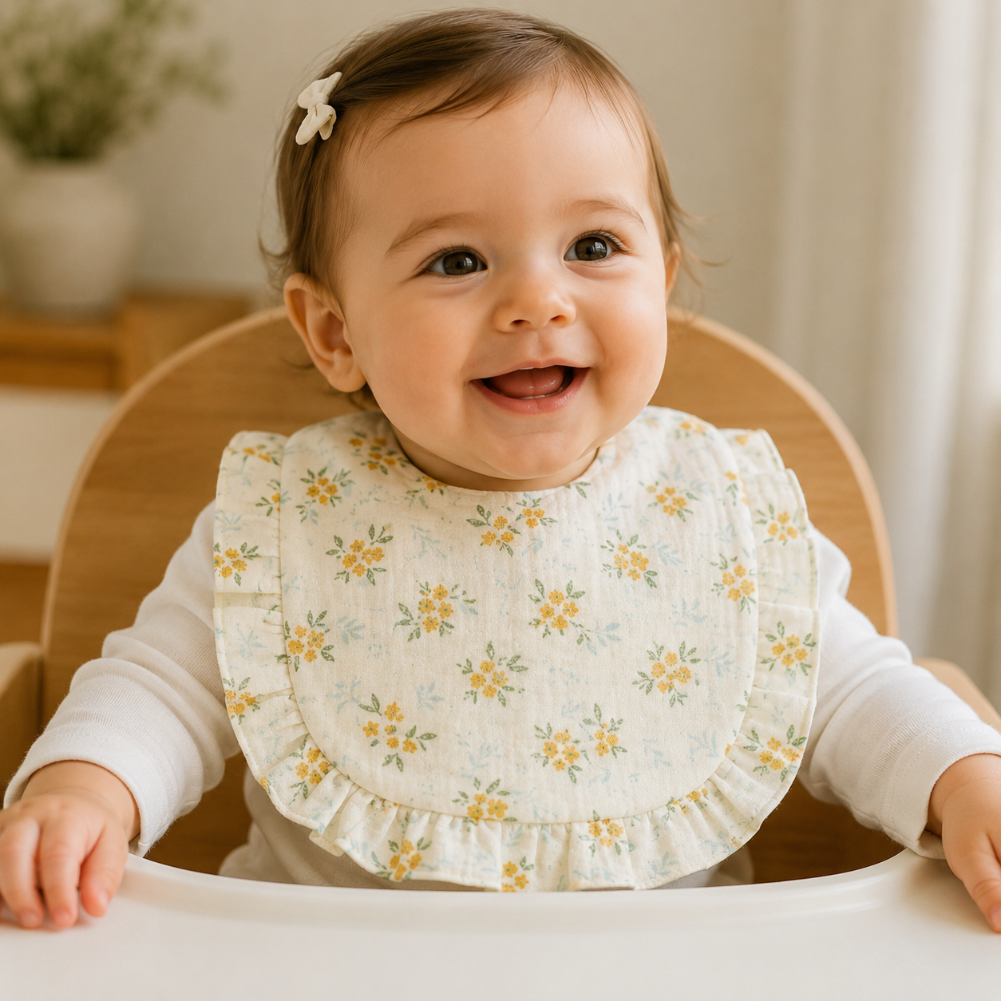 BabyBloom – Bonito y cómodo: babero para bebé con borde con volantes
