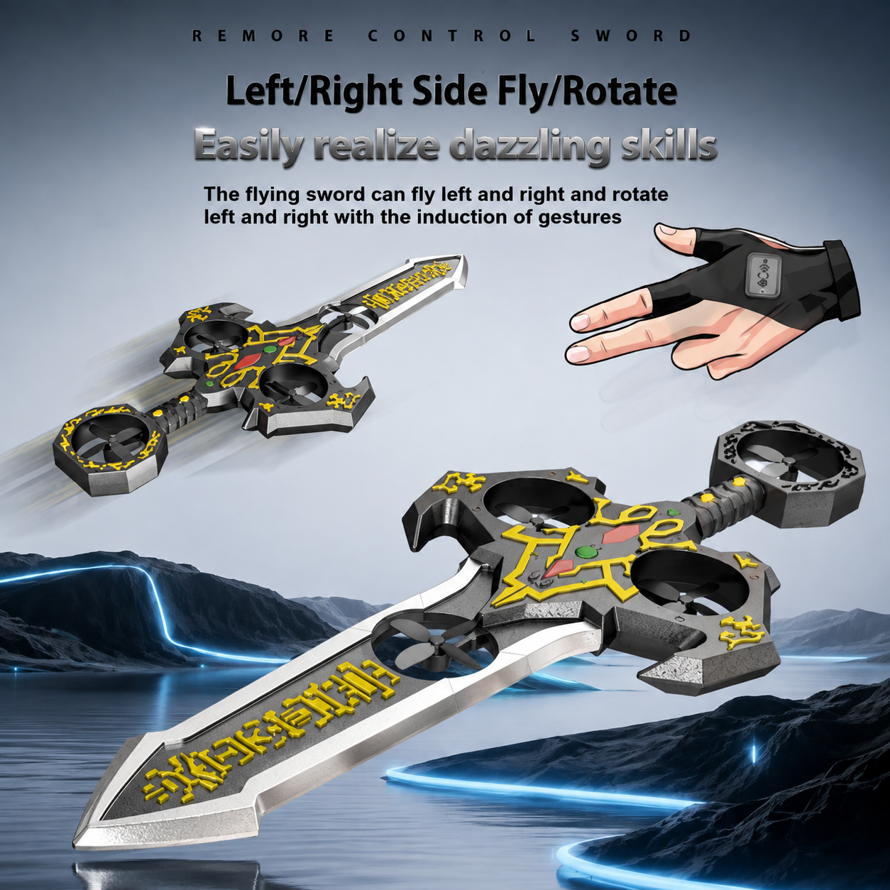 AirBlade – Divertido e interactivo: juguete volador teledirigido con diseño de espada