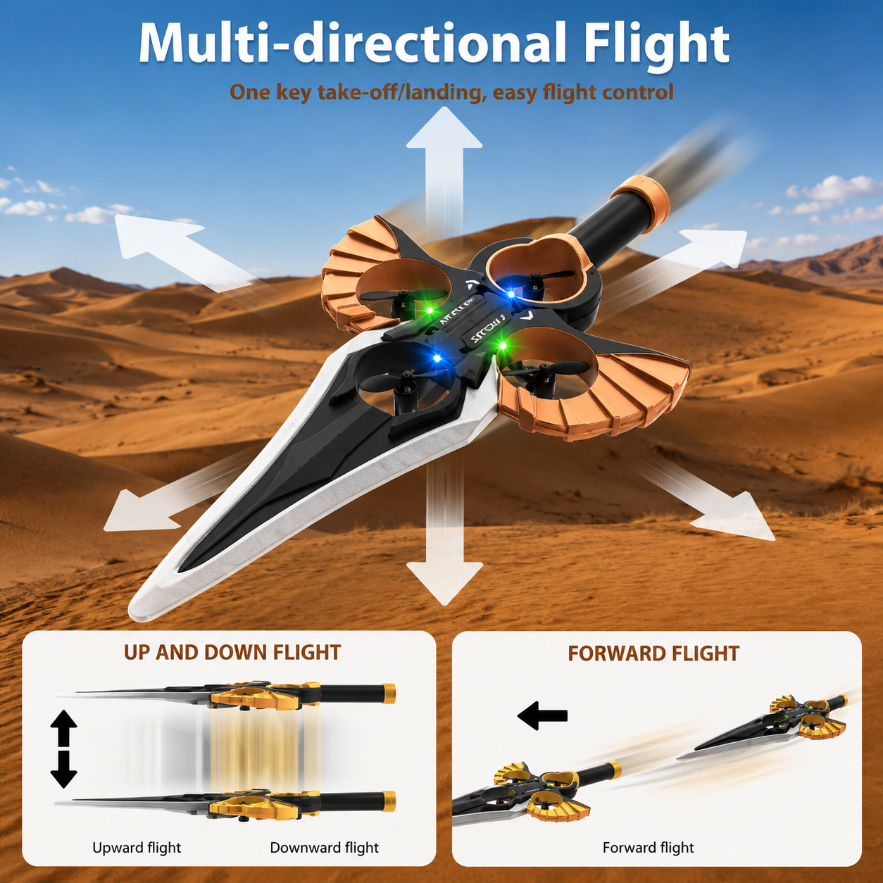 AirBlade – Divertido e interactivo: juguete volador teledirigido con diseño de espada