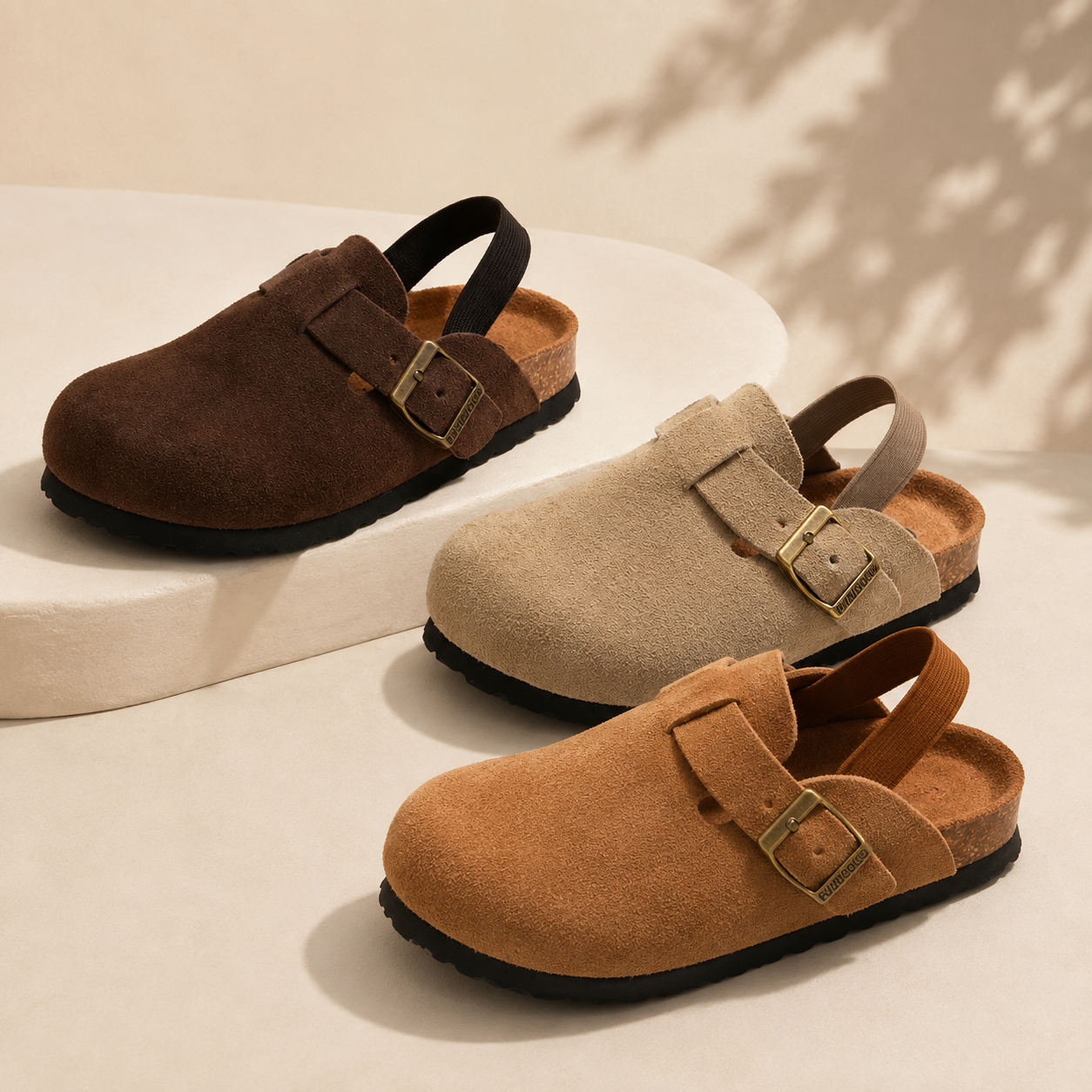 LittleWalk – Cómodas y modernas: sandalias tipo zueco de ante
