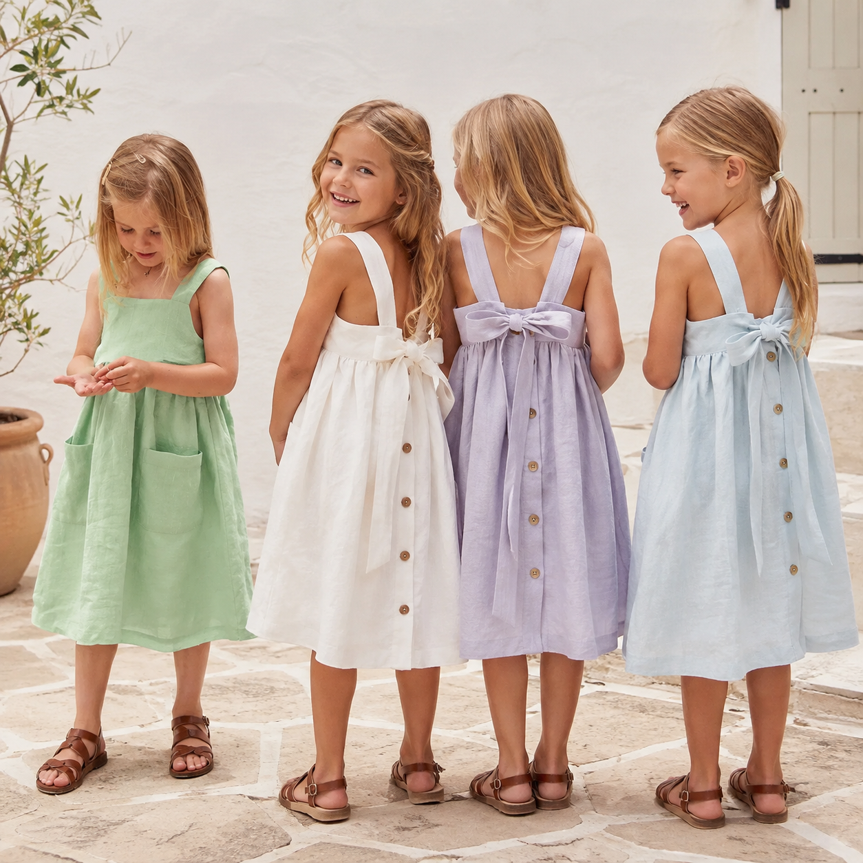 BloomGrace – Bonito y cómodo: vestido infantil con lazo y tirantes ajustables